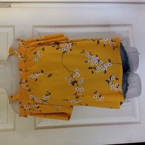Anthropologie  Melloday Floral Yellow Blouse Top Size Sz.Med.